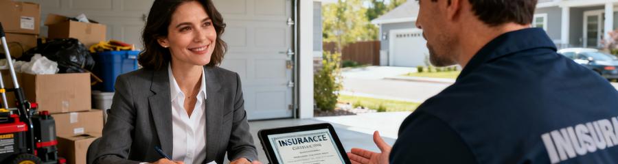 Cliente consultant devis détaillé avec professionnelle débarras, documents assurance et transparence