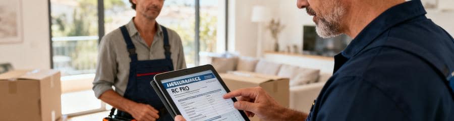 Professionnel débarras présentant devis détaillé et assurance RC Pro à client Béziers