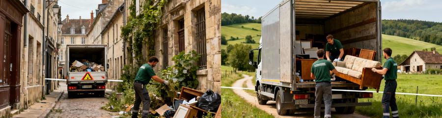 Diptyque débarras Côte-d'Or : centre-ville Dijon et ferme isolée Morvan, contraintes urbaines et rurales
