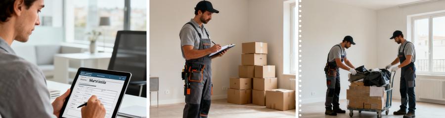 Etapes Debarras Montpellier Contact Devis Intervention Triptyque étapes débarras Montpellier : contact en ligne, devis sur place, finalisation intervention