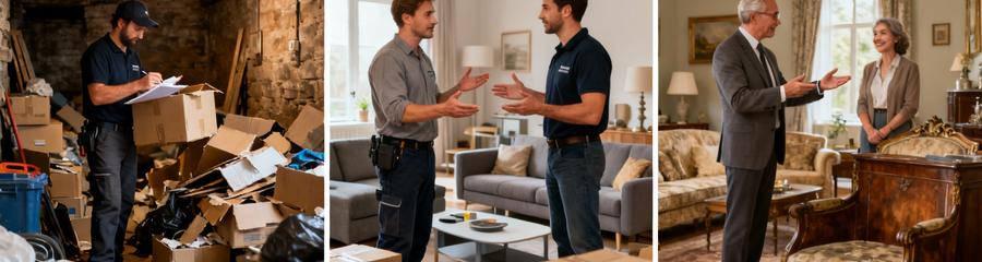 Triptyque formules débarras : facturé cave, gratuit appartement, indemnisé succession antiquités