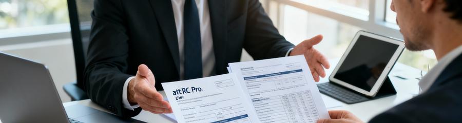 Professionnel débarras présentant attestation RC Pro et devis détaillé à client, transparence contractuelle