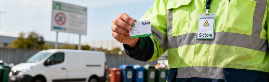 Badge Acces Decheterie Debarras Montlucon Professionnel débarras présentant badge Sictom déchetterie Montluçon, accès réglementé