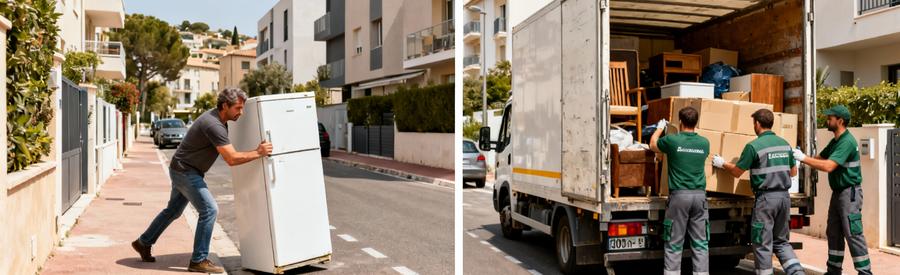 Comparatif Encombrants Municipaux Debarras Pro Cannet Comparaison dépôt encombrants seul versus équipe débarras professionnelle avec camion