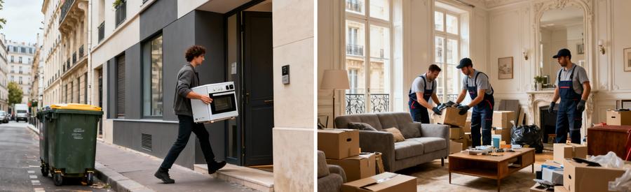 Comparaison service municipal encombrants versus débarras professionnel complet Paris