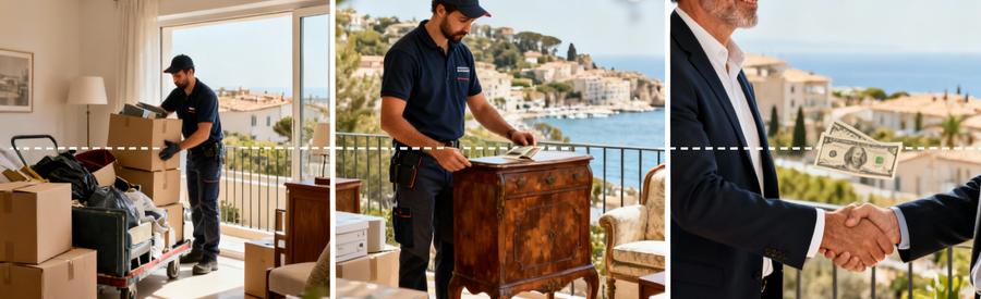Triptyque options débarras Antibes : payant, gratuit, indemnisé selon valorisation objets
