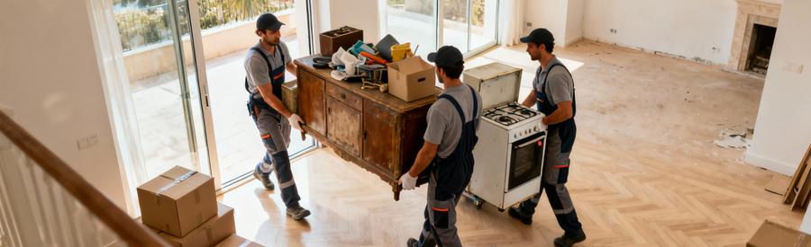 Équipe débarras évacuant mobilier et encombrants appartement Mandelieu, intervention complète professionnelle