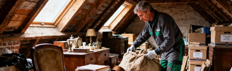 Debarras Grenier Maison Flamande Hazebrouck Professionnel triant encombrants grenier maison flamande, architecture typique Hazebrouck