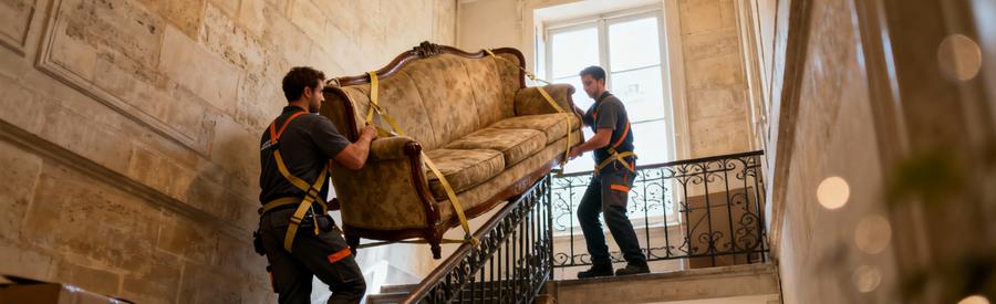 Debarras Paris 2e Escalier Etroit Acces Difficile Débarrasseurs transportant mobilier escalier étroit immeuble parisien sans ascenseur, coordination experte