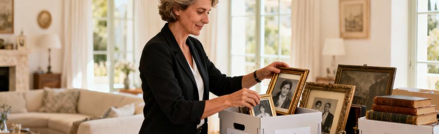 Professionnel triant objets personnels débarras Vence, approche respectueuse et empathique