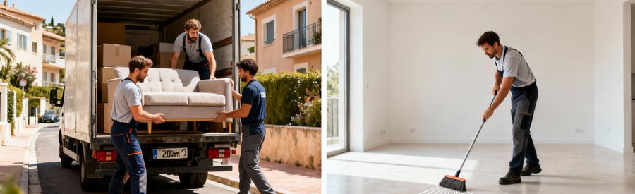 Diptyque intervention débarras : chargement camion et nettoyage final appartement vidé