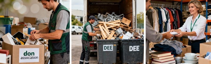 Gestion Responsable Objets Debarras Tri Recyclage Triptyque gestion responsable débarras : tri valorisation, recyclage matériaux, dons associations