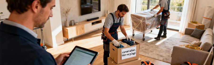 Intervention Debarras Etapes Equipe Haute Loire Équipe débarras coordonnant intervention complète, tri catégorisé et organisation méthodique appartement