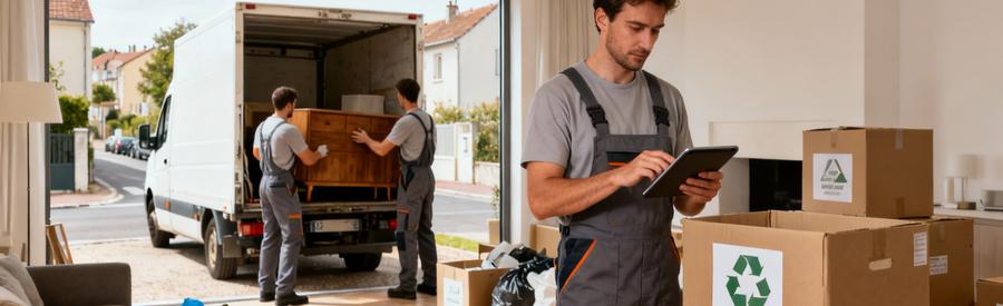 Intervention Debarras Montlucon Equipe Tri Équipe débarras organisant tri et évacuation appartement Montluçon, coordination professionnelle