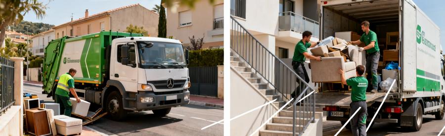 Comparaison service municipal encombrants isolés et entreprise débarras volume complet Saint-Laurent-du-Var