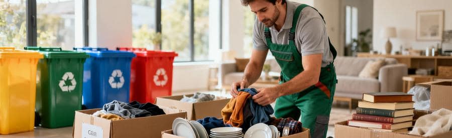 Tri Responsable Debarras Recyclage Don Annecy Professionnel triant objets débarras pour recyclage et don associations, geste écologique responsable