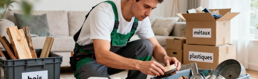 Tri Selectif Debarras Eco Responsable Allier Professionnel effectuant tri sélectif encombrants, bacs recyclage et objets valorisables