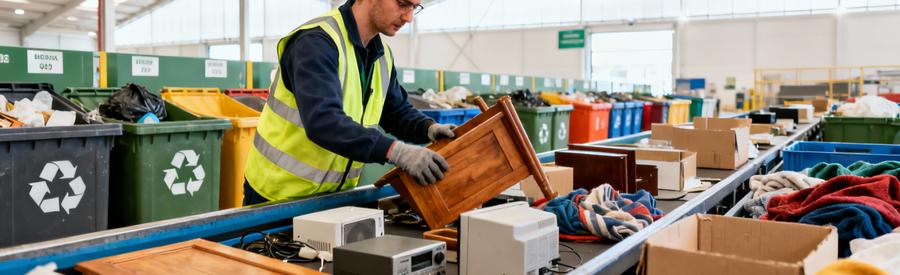 Professionnel triant objets débarras par matériaux, recyclage et valorisation Seine-Saint-Denis