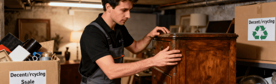 Valorisation Tri Ecologique Debarras Paris 6e Professionnel triant objets valorisables débarras, meuble ancien et cartons recyclage