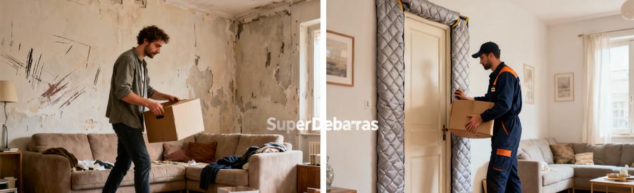 Comparaison débarrasseur amateur négligent vs professionnel SuperDebarras protégeant logement à Montélimar