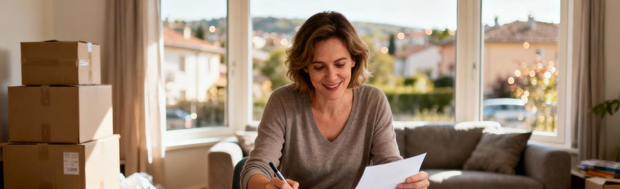 Femme comparant plusieurs devis de débarras à Échirolles pour choisir la meilleure offre professionnelle