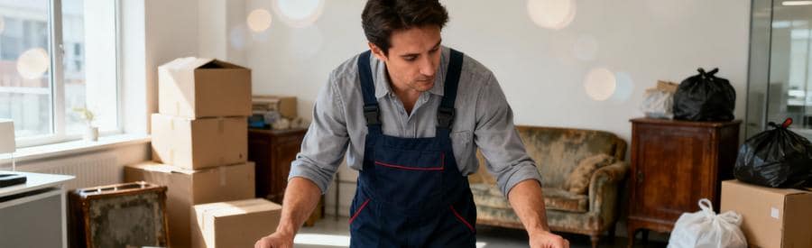 Professionnel comparant offres débarras sur documents papier pour intervention Poissy