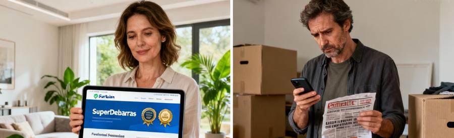 Comparaison entre utilisation sécurisée plateforme SuperDebarras et contact direct aléatoire pour débarras Fontaine