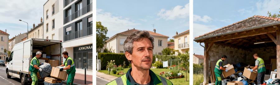 Débarrasseurs intervenant dans 3 zones d'Annonay : centre-ville, quartier périphérique et commune proche