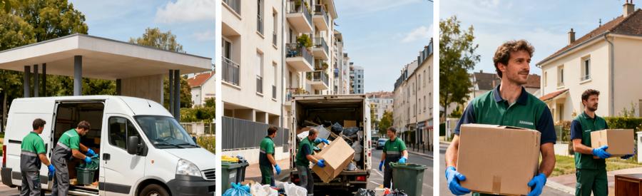 Équipes débarras intervenant simultanément dans différents quartiers résidentiels Pontault-Combault Seine-et-Marne