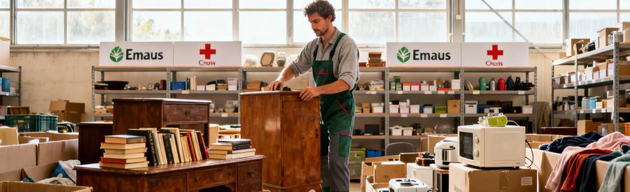 Professionnel triant objets récupérés en ressourcerie Annonay pour réemploi et valorisation écologique