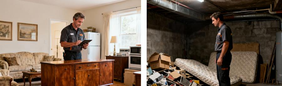 Comparaison débarras gratuit avec meubles anciens valorisables versus débarras payant avec encombrants sans valeur