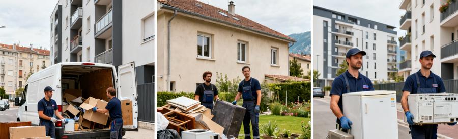 Interventions débarras professionnels dans trois quartiers différents d'Échirolles : centre-ville, zone pavillonnaire