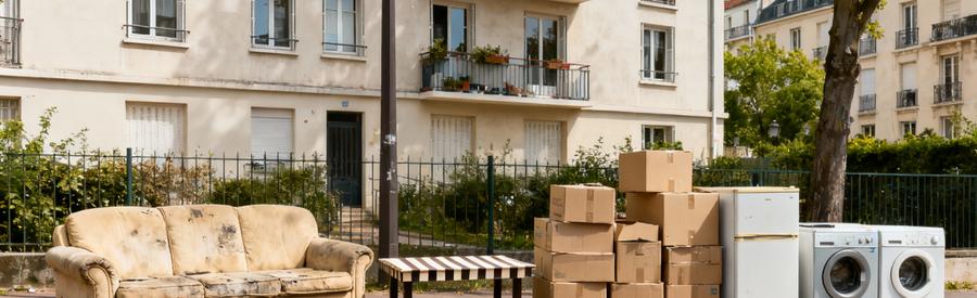 Encombrants disposés sur trottoir à Fontenay-sous-Bois en attente de collecte municipale gratuite