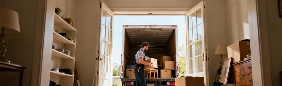 Professionnel évacuant encombrants depuis chambre transformée en débarras, intervention petit volume résidentiel