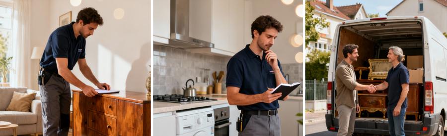 Professionnel évaluant meubles et électroménager valorisables pour débarras offert à Saint-Maur-des-Fossés