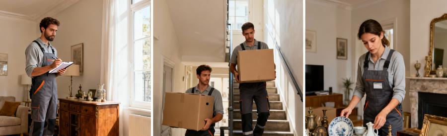 Trois situations influençant tarifs débarras : évaluation objets valeur, transport escaliers, volume encombrants