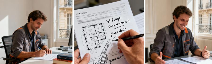 Remplissage formulaire détaillé pour demande de débarras à Neuilly avec spécificités accès et volume estimé