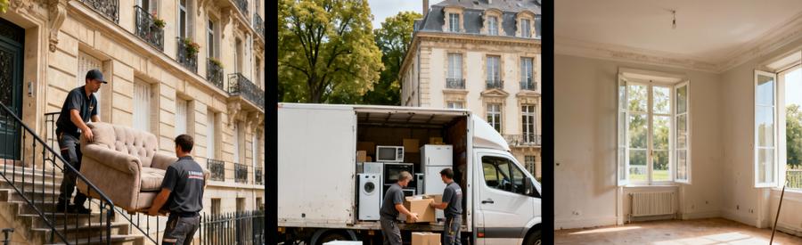 Intervention Complete Professionnels Antony Portage Evacuation Professionnels du réseau effectuant portage, chargement et nettoyage lors d'une intervention complète à Antony