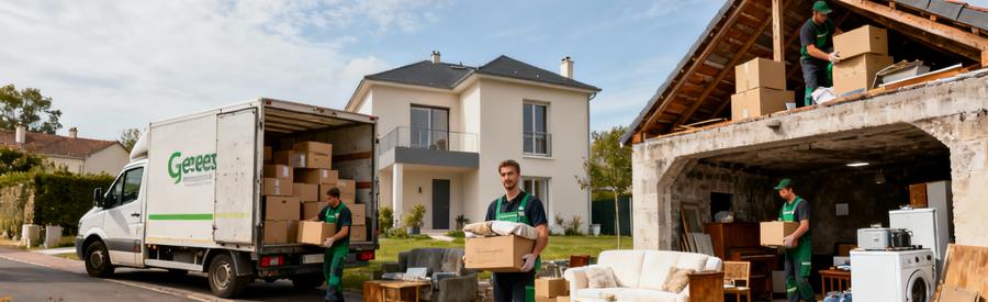 Débarrasseurs professionnels évacuant encombrants variés depuis différents espaces habitation Roissy-en-Brie