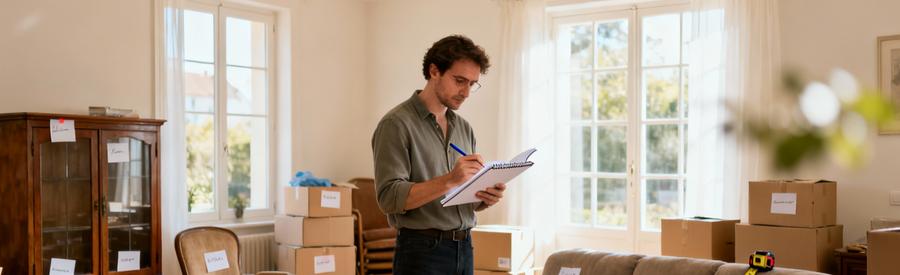 Préparation inventaire encombrants avec checklist pour vide-maison Roissy-en-Brie, évaluation volumes pièces