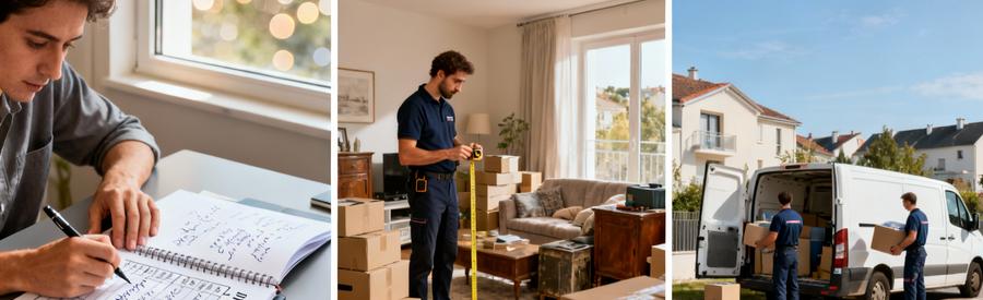 Étapes organisation vide-maison : préparation documents, évaluation encombrants, chargement camionnette Argenteuil