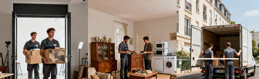 Débarrasseurs évacuant encombrants studio et maison familiale au Mée-sur-Seine, tri objets valorisables sur place