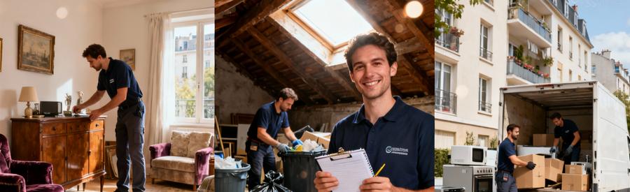 Trois situations tarifaires débarras : évaluation objets valorisables, tri déchets, évacuation encombrants Chelles