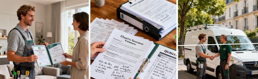Sélection professionnelle débarrasseur certifié : vérification assurances, consultation avis clients, engagement qualité