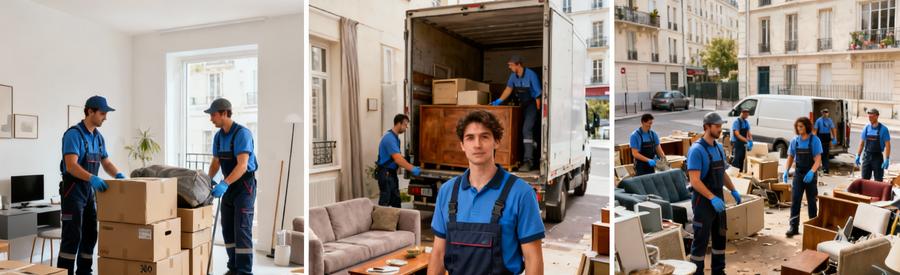 Trois interventions débarras Montreuil selon surfaces : studio 30m², 3 pièces et grand volume 4 pièces