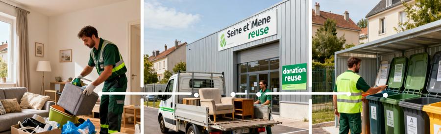Circuit éco-responsable tri encombrants Melun : séparation, don ressourcerie, recyclage déchetterie Seine-et-Marne
