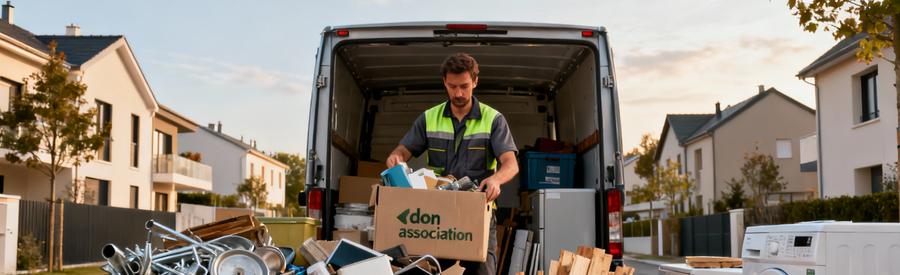 Professionnel triant encombrants pour recyclage et don associations à Pontault-Combault
