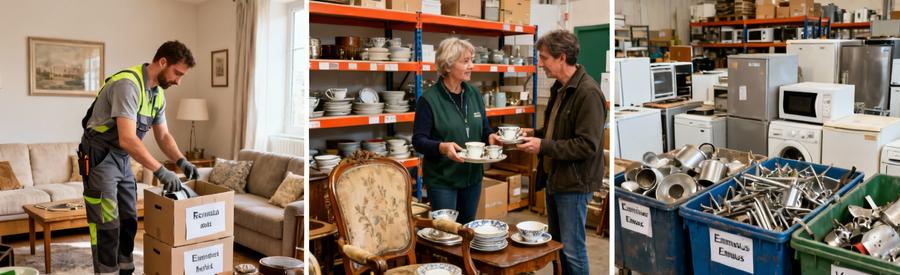 Circuit éco-responsable vide-maison : tri sélectif, don associations caritatives, valorisation matériaux à Meaux