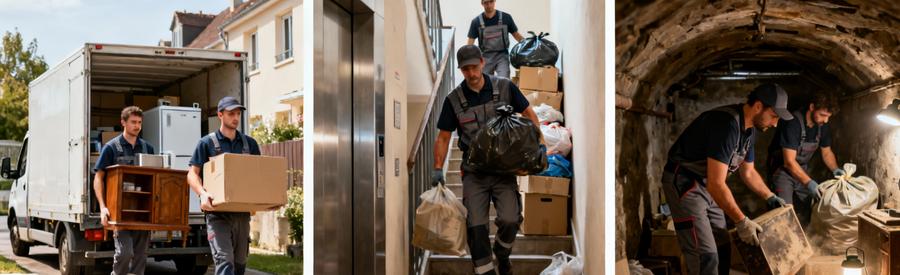 Professionnels évacuant encombrants maison, appartement et cave à Mantes-la-Jolie dans les Yvelines