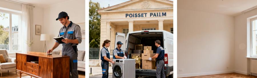 Professionnel évaluant mobilier vintage et objets valorisables lors intervention vide-maison résidentiel Poissy